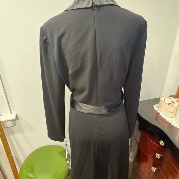 Adrianna Papell Elegant Black Dress with Satin Belt - Picture 7 of 12